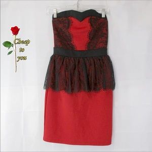 ALMOST FAMOUS STRAPLESS RED DRESS SIZE SMALL